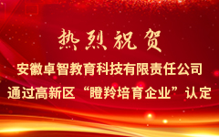 热烈祝贺安徽爱游戏在线注册-官方网站教育科技有限责任公司通过高新区“瞪羚培育企业”认定